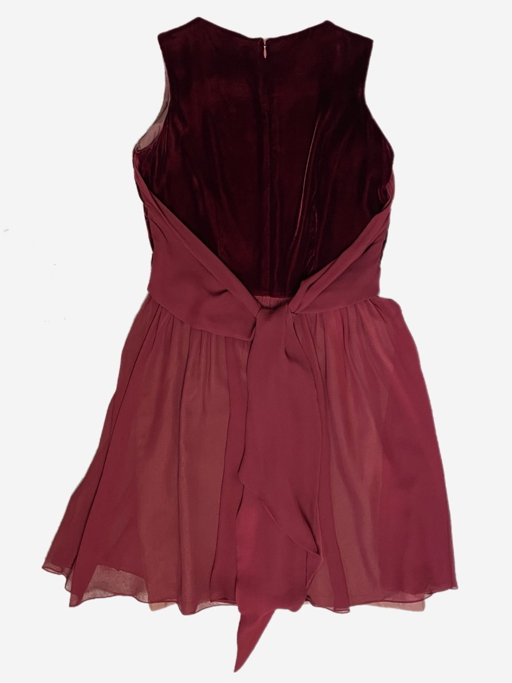 Vintage Y2K Elizabeth Wayman burgundy velvet silk bow mini dress whimsigoth S/M - Picture 11 of 12